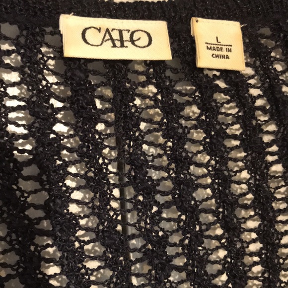Cato Women’s Knit Cardigan Size Large Navy Blue Sleeveless Cardigan - Picture 3 of 6